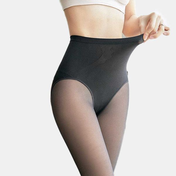 

women's leggings winter warm velvet leggings slim tights high waist abdomen hip lift leggings thermal cold one piece pants t221014, Black