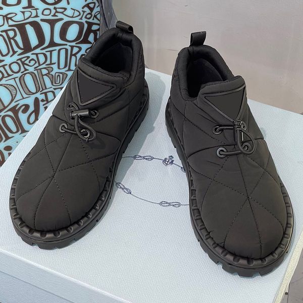 

padded nylon slip on shoes boots classic simple fashionable versatile warm comfortable upper with triangular logo to highlight brand charm f, Black