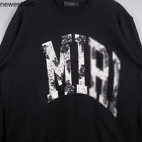 

men's hoodies designer sweatshirts autumn new amirs old crack letter print loose hoodie, Black