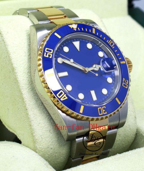 

original box watch sub-116613 18k yellow gold/steel blue/black ceramic watch mechanical automatic mens bf watches, Slivery;brown