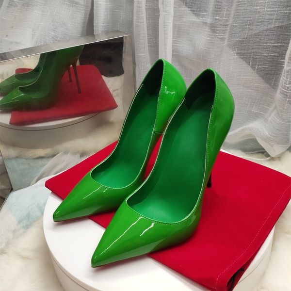 

blue laser high heel shoes red shiny bottoms women brand pumps patent leathers thin heels 8cm 10cm 12cm pointed shallow mouth single shoes w, Black