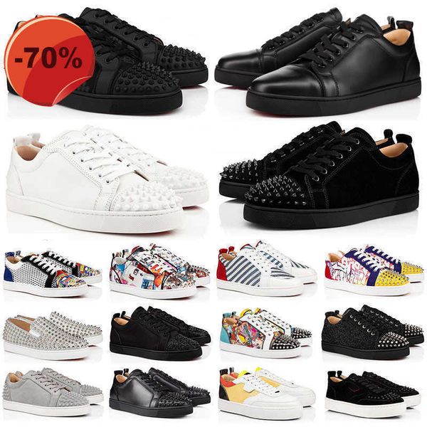 

luxury designer low dress shoes mens casual shoes sneakers glitter grey rivets leather suede camo green men women fashion spikes office, Black
