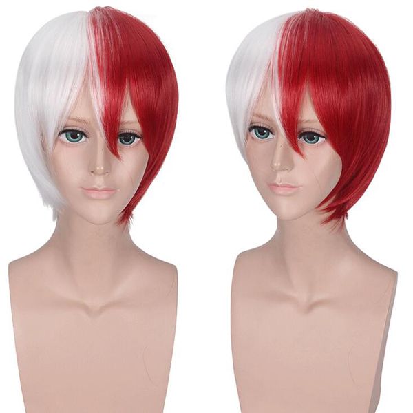 

women red white cosplay anime party hair wig heat resistant ladies wig, Black