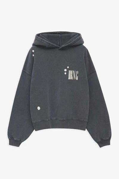

anine b 2023 a bing washed harvey sweatshirt dots bing print sweatshirts hooded fashion pullover dark grey loose hoodies, Black