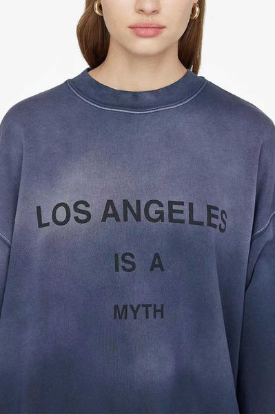 

anine bing women oversized cotton sweatshirt city name print washing snowflake dyeing spray sweater designer hoodies pullover3, Black