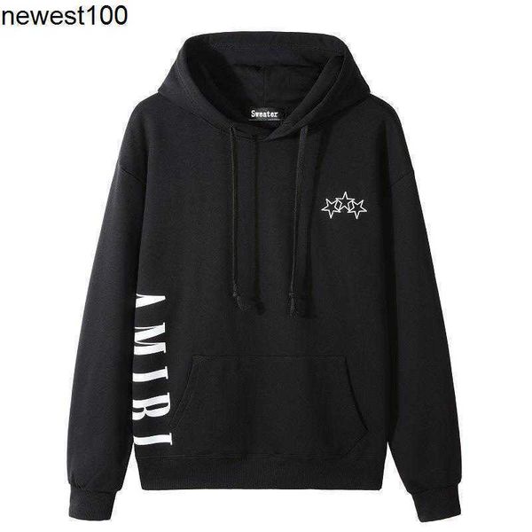 

men's hoodies sweatshirts amirs designer fashion brand pocket letter pattern hooded casual loose sweater, Black