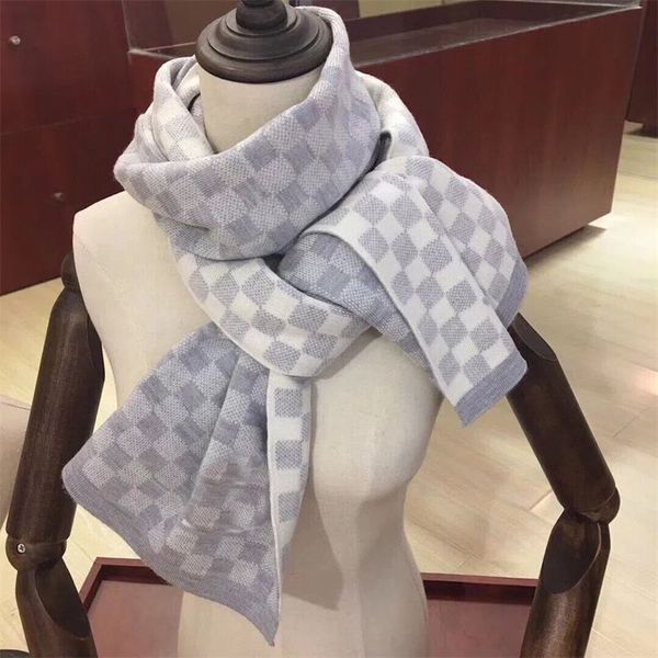 

luxury brand scarf set for men women winter wool fashion designer cashmere shawl ring luxury plaid check sciarpe echarpe homme, Blue;gray
