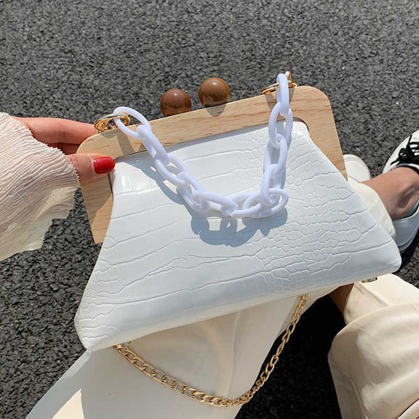 

single package fashion crocodile pattern shell clip women shoulder bags designer acrylic chains alligator handbags crossbody bag clutches q1