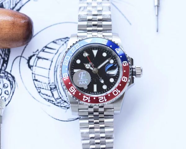 

with original box mens automatic mechanical ceramics watches 40mm full stainless steel swim wristwatches sapphire luminous watch business ca, Slivery;brown