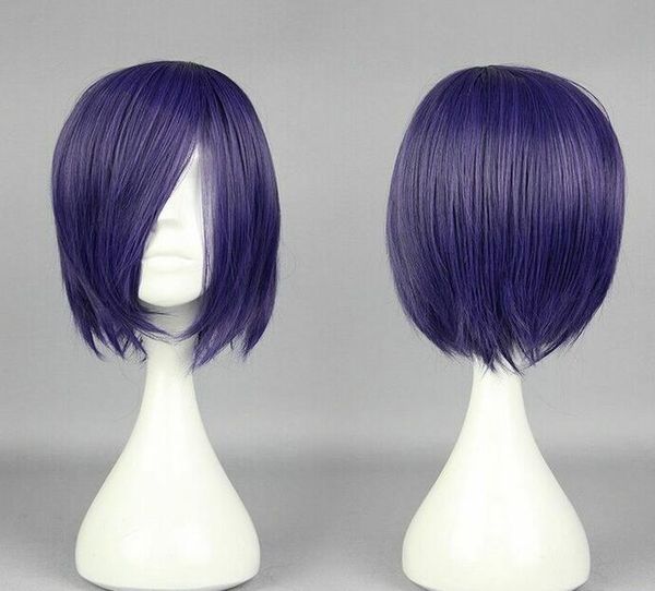 

new fashion short purple straight cosplay party hair wigs, Black