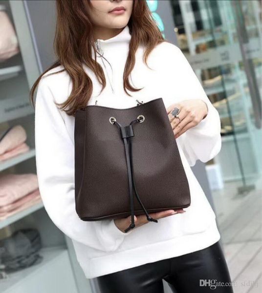 

2-piece designer bucket bags women fashion cover lock shoulder women leather handbags