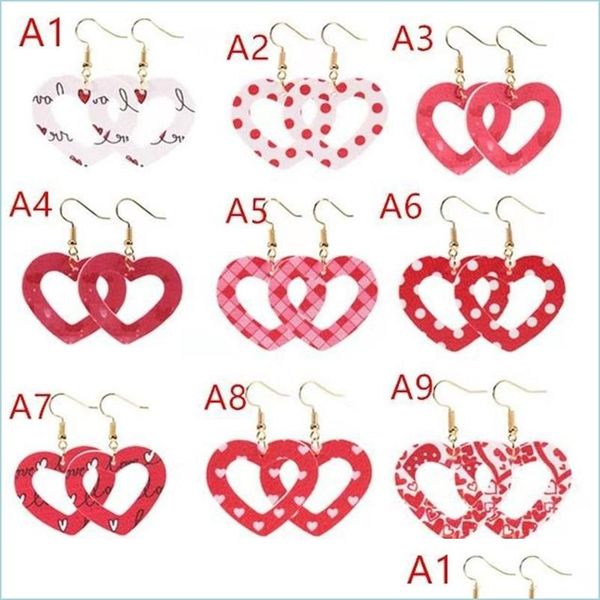 

hoop huggie love heart pendant hollow pu leather earrings new dangle for women valentines day gift wholesale valentine 1197 q2 drop dhhdx, Golden;silver