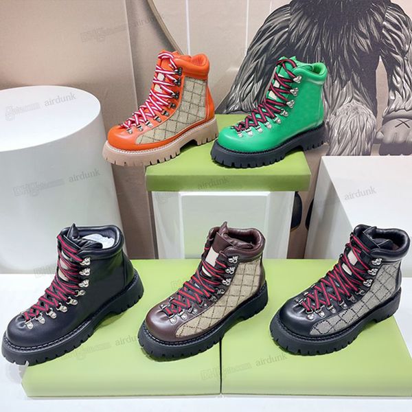 

designer ankle boot mountaineering snow boots mens hiking martin fashion leather north booties autumn winter luxury womens printing multi st, Black