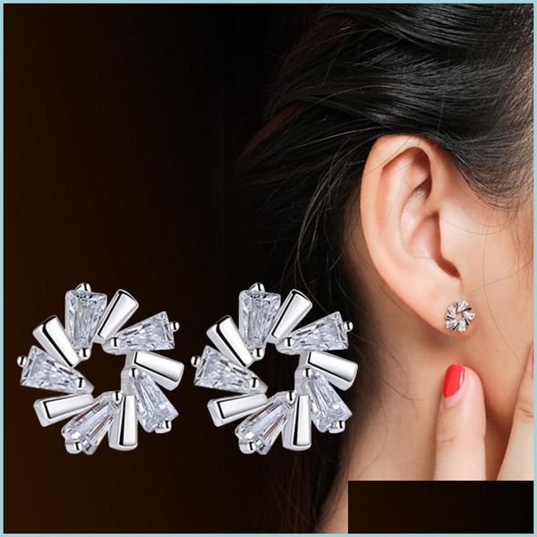 

stud 925 sterling sier woman stud earrings retro simple cubic zirconia original crystal jewelry drop delivery 2022 earring dhxhu, Golden;silver