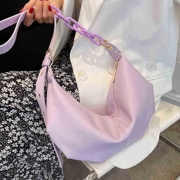 

single package candy color women's half moon bag large capacity hobos purses and handbags luxury soft leather shoulder crossbody bags f