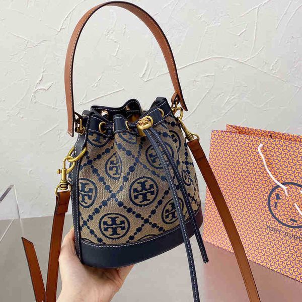 

2022 torys shoulder handbags designer bucket bag drawstring women's canvas embroidery old flower star same one messenger