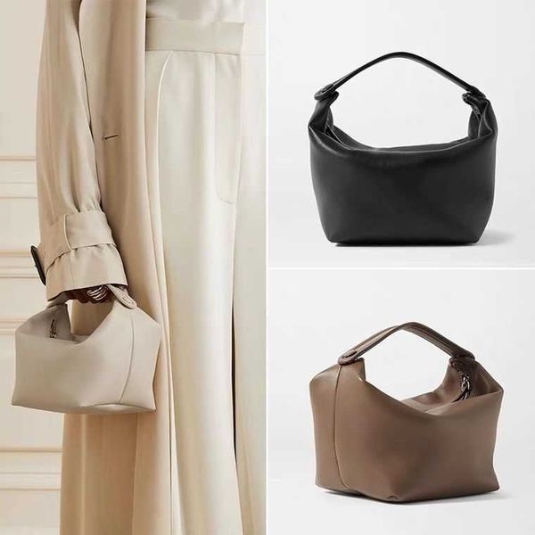 

the row bag layer cowhide autumn niche design high-grade texture lunch box bucket bag female leather handbag 230727