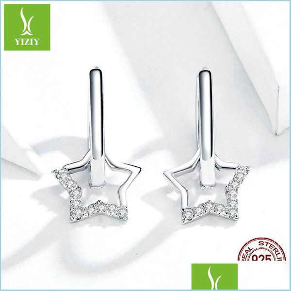 

charm real 925 sterling sier charm hollow star hoop earrings for women sterling-sier-jewelry small creole earring boucle doreille 378 dh9ej, Golden