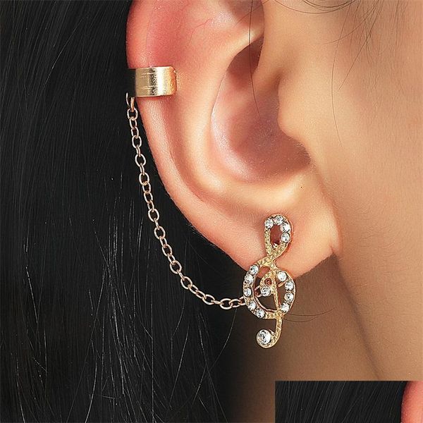 

stud fashion jewelry single piece ear clip retro metal hole- stud earring tassel long chain geometric earrings 3834 q2 drop delivery 2 dhciu, Golden;silver