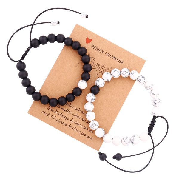

mens beaded bracelets strand couples matching jewelry set lava rock stone beads friendship jewelry gift, Black