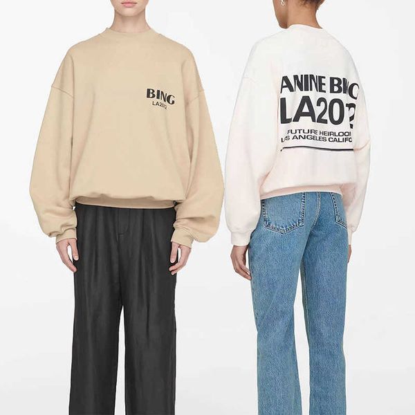 

anine bing women sweatshirt letter printing brushed round neck loose plush sweater designer fashion pullover hoodie33, Black