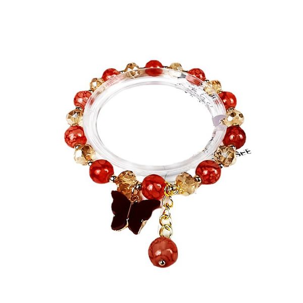 

14pcs butterfly charm stretch bracelets bohemian colorful crystal beaded bracelet handmade elastic rope women jewelry, Golden;silver