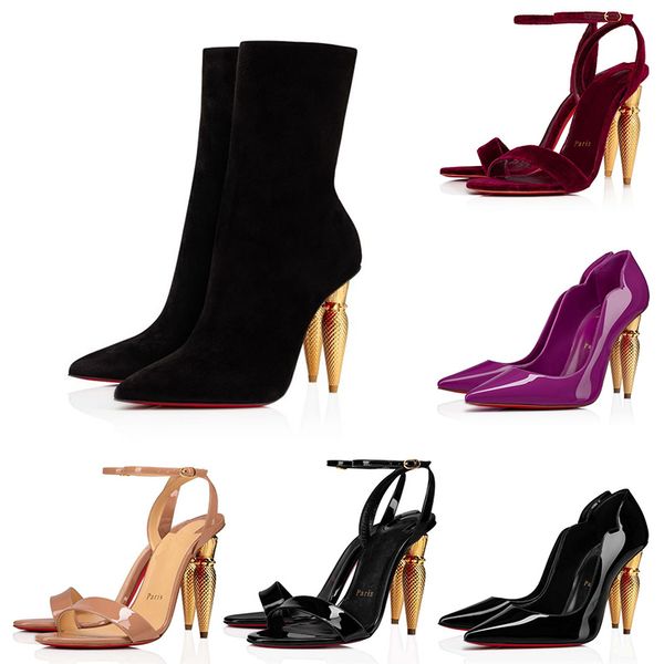 

dress shoes women ladies boots with box designer heel patent suede genuine leather high heels party wedding shoe pumps red bottoms luxury sa, Black