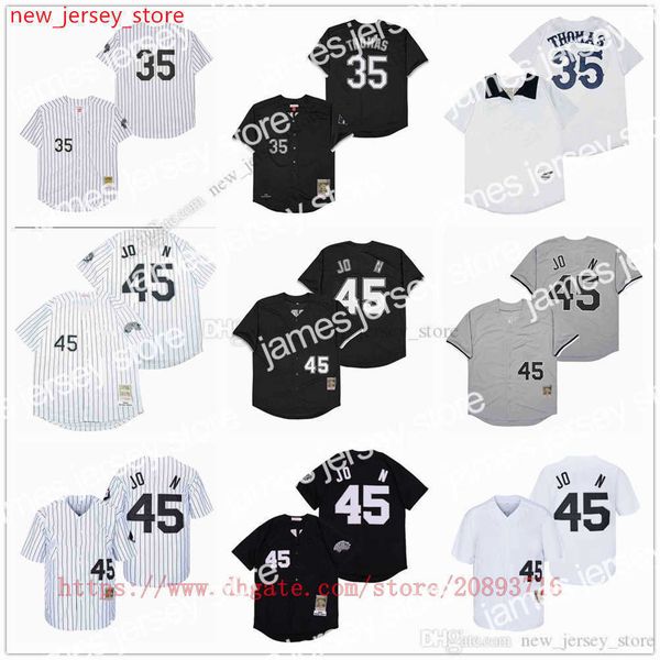 

college baseball wears movie college mitchellness baseball wears jerseys stitched 35 frankthomas #45 all stitched name number away breathabl, Black