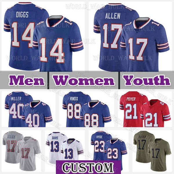 

fans tees 17 josh allen football jersey 40 von miller buffalo 14 stefon diggs bill spencer brown 21 poyer 23 micah hyde 13 gabriel davis 88, Black