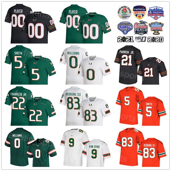 

ncaa college miami hurricanes football 21 henry parrish jr jersey 22 thaddius franklin jr 83 michael redding iii 5 keyshawn smith 0 james wi, Black