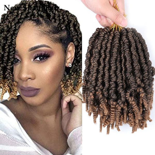 

pre-twisted spring twist hair short curly pre-looped passion twist crochet braids for bob 15 strands/pack 10 inch synthetic braiding hair ex, Black