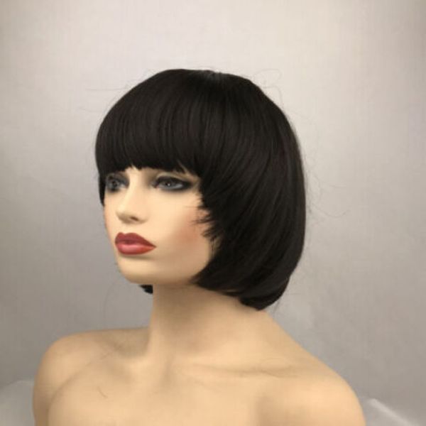 

women ladies wig black straight daily synthetic full wig