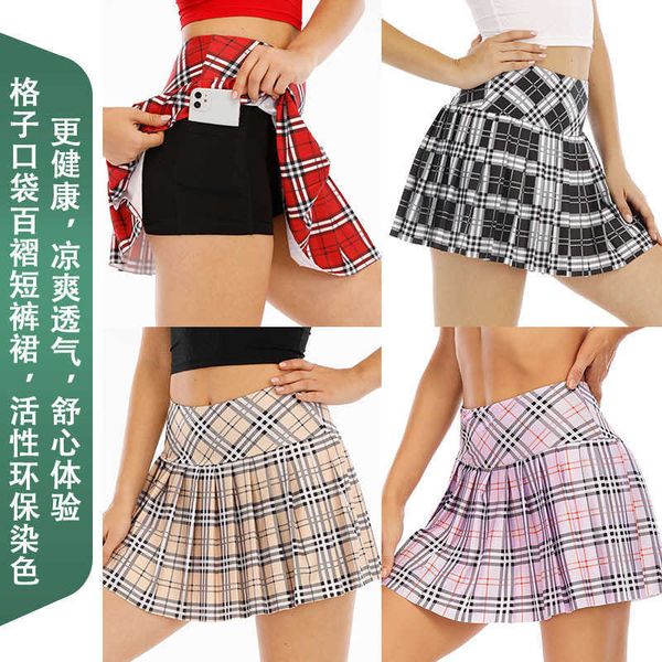 

skirts skorts 2022 plaid anti pocket pleated badminton skirt dance sports fitness yoga short tennis
