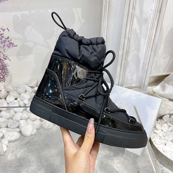 

designer women pillow boots winter ankle bootlace up shoes australia down luxury keep warm cotton snow shoe with box no419, Black