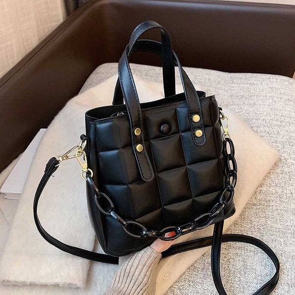 

single package lattice chain tote women's shoulder bag brand small chian crossbody bags for women 2021 pu leather handbags and purses f