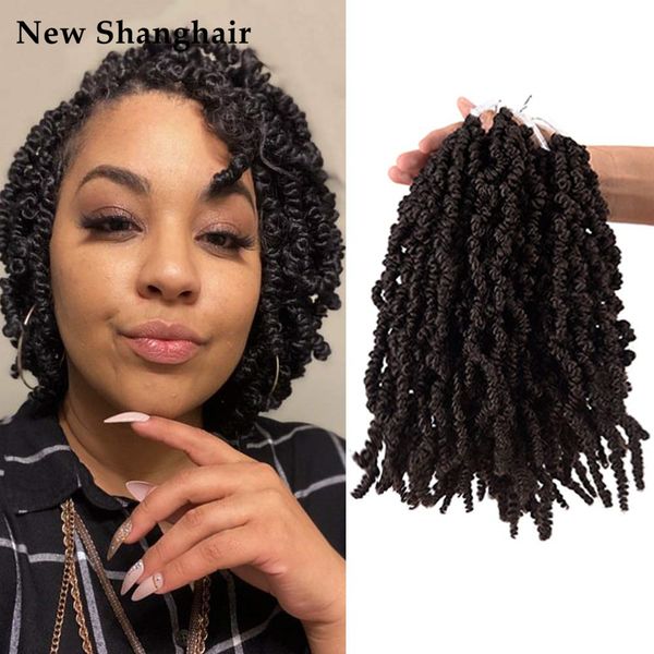 

10 inch short curly spring pre-twisted braids synthetic crochet hair extensions 15 strands/pack ombre crochet twist braids fiber fluffy curl, Black