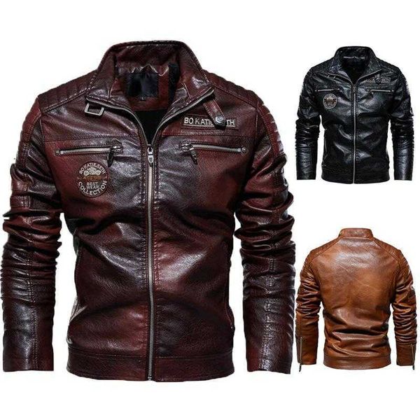 

men's leather faux jackets fashion mens coat pu jacket motorcycle style male business casual autumn/winter for men clothes, Black