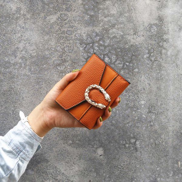 

wallets new solid color wallet women's purse small 30% short splicing leather bag hand multifunctional multi card slot, Red;black