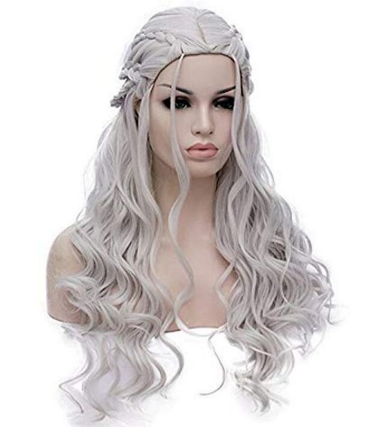

silver women costume wig long braided hair wigs for party halloween, Black