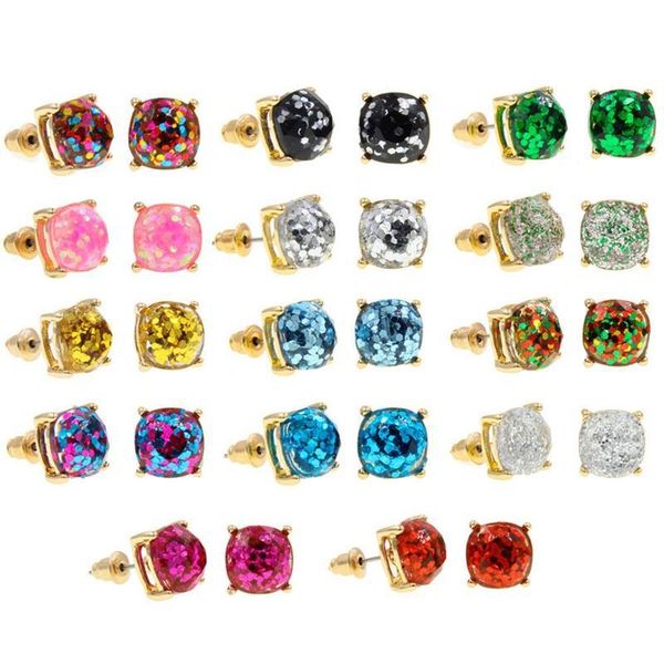 

stick square sequins stars earrings imitation gem resin simplicity women ear studs jewelry alloy fashion earring 1 99en g2b drop deli dhjcw, Golden