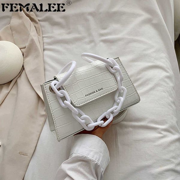 

single package new style mini crocodile pattern for women luxury acrylic chain underarm bag girls pu leather flip purses armpit handbag q120