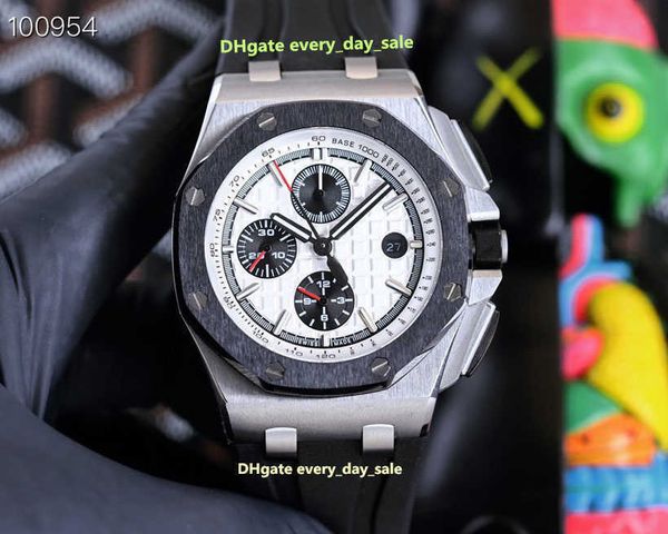 

men's watches 44mm automatic mechanical watch movement panda character ceramic ring waterproof wristwatch, Slivery;brown