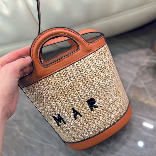 

luxury women bucket straw bags marn casual rattan handbags wicker woven female totes large capacity ladies buckets messenger shoulder shoppi