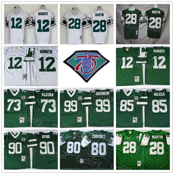

retro 75th football mitchell and ness 12 joe namath jersey 73 joe klecko 99 mark gastineau 90 dennis byrd 85 wesley walker 28 curtis, White;black