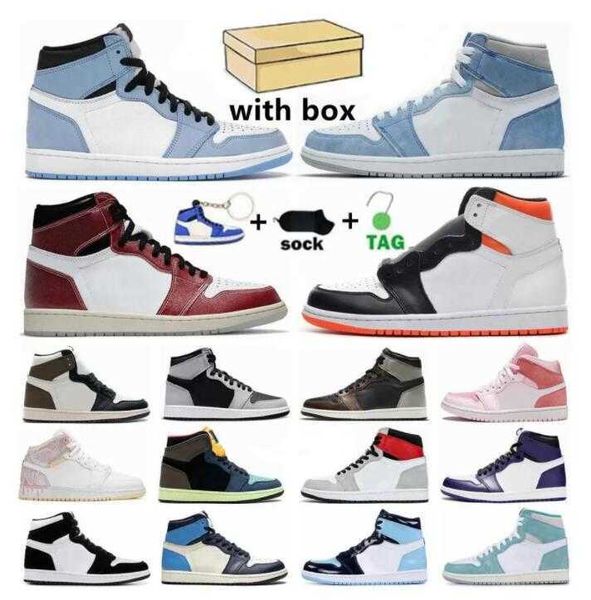 

basketball shoes designer sneakers trainers patent leather hyper royal mocha homage university blue sport jumpman 1 og high 1s unc