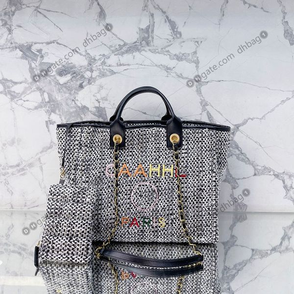 

fashion ladies two-tone canvas beach bags large capacity multi-color letter classic totes handbags luxury handbag shopping outdoor packs sho