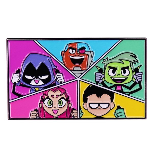 

anime teen titans brooch teenager titan cartoon animation brooch metal badge accessory gift, Blue