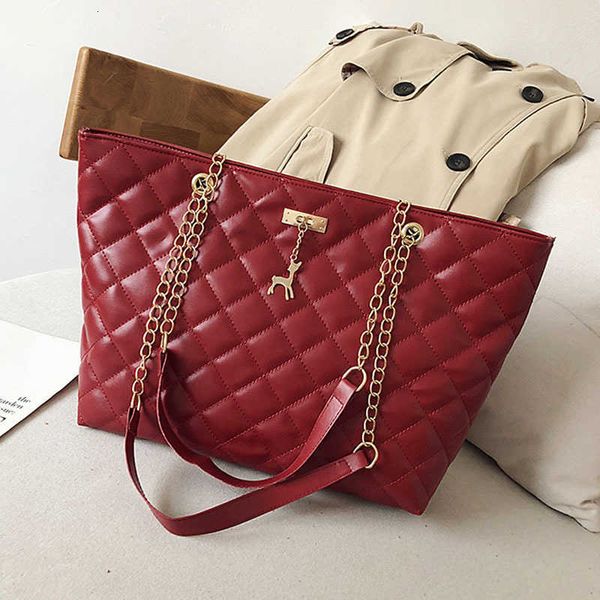 

single package large capacity rhombic chain shoulder bag for women fashion simple solid color handbags female casual tote q1118