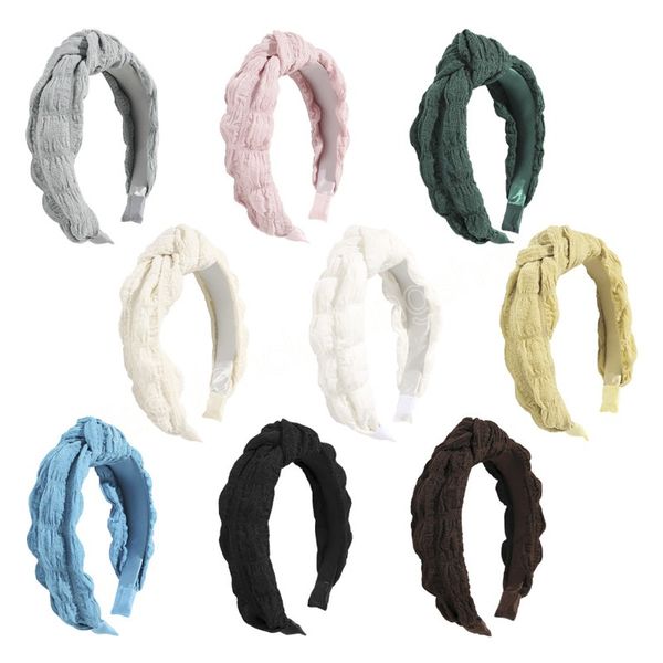

korean-style candy color fabric knotted hair band woman wash headbands hair accessories for women headwear, Slivery;white