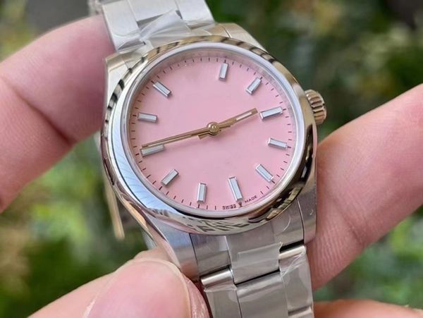 

men's woman watch 31mm 41mm pink numeral face date automatic mechanical watch water resistant sapphire glass 2813 stainless steel watch, Slivery;brown
